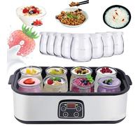 Ultimate Yogurt Maker - 8 barattoli di vetro, capacità 1400 ml, macchina elettrica automatica per yogurt biologico e natto, regalo salutare multifunzione per uomini e donne