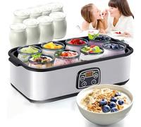 Ultimate Yogurt Maker, Macchina per Yogurt Digitale Automatica con 8 barattoli di Vetro da 6 Once, Yogurt probiotici in Acciaio Inossidabile con Controllo della Temperatura costante e Display LCD