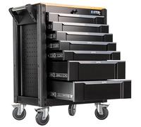 UltimatePro C7 - Carrello da officina con 7 cassetti con cuscinetti a sfera, robusto spazio di lavoro in gomma, lati in lamiera forata, richiudibile, con 4 ruote