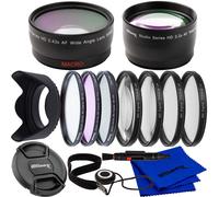 Ultimaxx 55MM Complete Lens Filter Accessory Kit with 55MM 2.2X Telephoto 43x Wide Angle/Macro Lenses 4PC Close Up Filter Set & More Desig