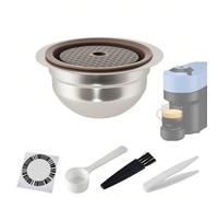 Ultime capsule di caffè riutilizzabili in acciaio inossidabile compatibili con Vertuo Delonghi ENV135, Delonghi ENV150, Plus, GCA1, Vertuo Next, Vertuo POP, include 1 coperchio in silicone, 4 adesivi