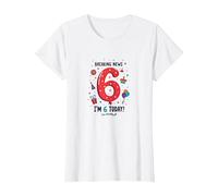 Ultime notizie: I'm 6 Today! Regalo di Compleanno per 6 Anni Maglietta, Donna, Bianco, XS