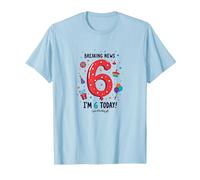 Ultime notizie: I'm 6 Today! Regalo di Compleanno per 6 Anni Maglietta, Uomo, Celeste, XXL