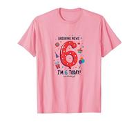 Ultime notizie: I'm 6 Today! Regalo di Compleanno per 6 Anni Maglietta, Uomo, Rosa, 3XL