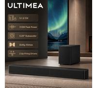 ULTIMEA Poseidon M70 312W Soundbar 3.1.2ch Dolby Atmos con Subwoofer Wireless da 5.25'' e 2 Driver Up-Firing, Altoparlante Home Theater