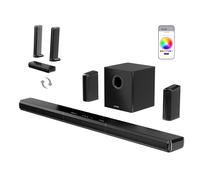 ULTIMEA Sistema audio surround 9.1 canali per TV con 2 altoparlanti posteriori, sistema surround staccabile, soundbar RGB per TV, potenza di picco 470W, subwoofer da 6,5″, HDMI/OPT/AUX/BT, Apollo S90