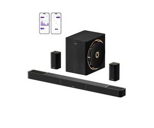 ULTIMEA Skywave X60 a 7.1.4 Canali Soundbar, Combo Audio Surround TV Wireless Professionale con Dolby Atmos, Soundbar da 840 W, Subwoofer da 8 Pollici, Amplificazione GaN e Pass-Through HDR 4K.