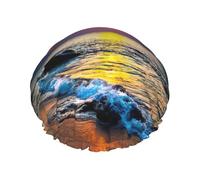 Ultimi raggi di sole sopra le onde del mare cuffie da doccia per le donne, cuffie da bagno elastiche e riutilizzabili, cuffia da doccia a doppio strato impermeabile, cuffie da doccia da bagno