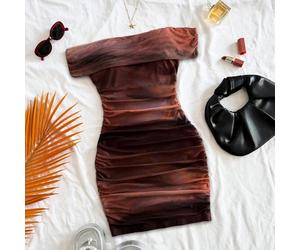 Ultimo abito elegante mini con spalle scoperte e arricciature, ideale per vacanze, tea festa, vestiti estivi da donna L,M,S,XL,XS,XXL,XXS,XXXL,XXXXLOmbrato,Colore unicoTessuto intrecciato