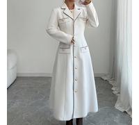 Ultimo cappotto elegante da donna con colletto a revers e maniche lunghe, a contrasto di colore, per l'autunno/inverno L,M,S,XLColore unicoTessuto
