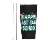 Ultimo giorno di scuola Hello Summer Bicchiere per insegnanti con coperchio e cannuccia Bicchiere da 20 once in acciaio inossidabile con isolamento sottovuoto Tazze da caffè riutilizzabili Tazza da v