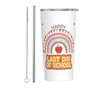 Ultimo giorno di scuola Hello Summer Bicchiere per insegnanti con coperchio e cannuccia Bicchiere da 20 once in acciaio inossidabile con isolamento sottovuoto Tazze da caffè riutilizzabili Tazza da v