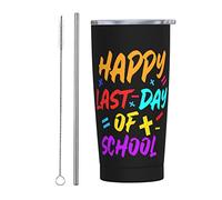 Ultimo giorno di scuola Hello Summer Bicchiere per insegnanti con coperchio e cannuccia Bicchiere da 20 once in acciaio inossidabile con isolamento sottovuoto Tazze da caffè riutilizzabili Tazza da v