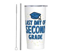 Ultimo giorno di scuola Hello Summer Bicchiere per insegnanti con coperchio e cannuccia Bicchiere da 20 once in acciaio inossidabile con isolamento sottovuoto Tazze da caffè riutilizzabili Tazza da v