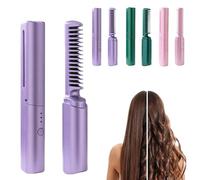 Ultimo pettine per parrucchieri, ultimo pettine per parrucchieri per donna, aggiornamento pettini per parrucchieri in ceramica, mini piastre per capelli ricaricabili con USB per le donne(Purple)