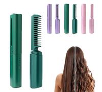 Ultimo pettine per parrucchieri, ultimo pettine per parrucchieri per donna, aggiornamento pettini per parrucchieri in ceramica, mini piastre per capelli ricaricabili con USB per le donne(Green)