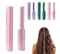 Ultimo pettine per parrucchieri, ultimo pettine per parrucchieri per donna, aggiornamento pettini per parrucchieri in ceramica, mini piastre per capelli ricaricabili con USB per le donne(Pink)