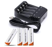 Ultra Carica Batterie per Stilo AA - AAA con 4 Batterie 4800mAh Ricaricabili USB