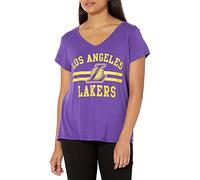 Ultra Game Box out Varsity Stripe Tee Shirt, Maglietta da Donna NBA a Maniche Corte, vestibilità Comoda, Colori della Squadra, Brooklyn Nets, Viola, L