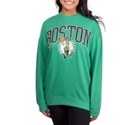Ultra Game NBA Official Women's Extra Soft Fleece Distressed Oversized Pullover Sweatshirt, Boston Celtics, Team Color, Large