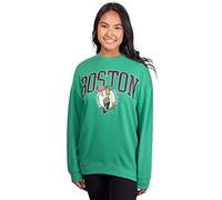 Ultra Game NBA Official Women's Extra Soft Fleece Distressed Oversized Pullover Sweatshirt, Boston Celtics, Team Color, Large