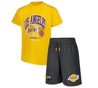Ultra Game Set maglietta e pantaloncini ufficiali NBA Super Soft Game Time per ragazzi, Los Angeles Lakers, colore della squadra, 10-12