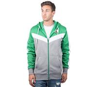 Ultra Game Soft Fleece Full Jacket Hoodie, NBA-Felpa da Uomo con Cappuccio e Zip Intera a Contrasto, Verde Kelly, L