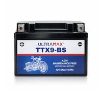 Ultra Max TTX9-BS, 12 V 8 AH 90 CCA Motorbike Powersports Battery