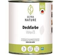 ULTRA NATURE Colore coprente per interni ed esterni, 0,75 l, bianco, vegano, biologico, privo di solventi, protezione dai raggi UV, protezione dalle intemperie