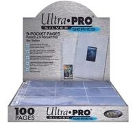Ultra-Pro 6994 Fogli 9 Tasche 11 Buchi, Argento, 100 Pezzi, Colore Blue, UPSSSS9