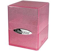 Ultra Pro - Contenitore satinato a cubo per oltre 100 carte collezionabili (rosa glitterato); proteggi le tue carte da gioco, carte sportive o carte da collezione in elegante scatola glitterata di