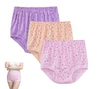 Ultra-Soft Cotton Middle-Aged and Elderly Women's Briefs, Briefs for Medium Elderly Ladies Plus Size Panties, 3pcs-d, XL