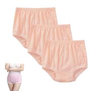 Ultra-Soft Cotton Middle-Aged and Elderly Women's Briefs, Briefs for Medium Elderly Ladies Plus Size Panties, 3pcs-E, XXL