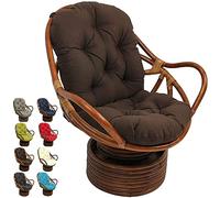 Ultra Soft Swivel Rocking Chair with Thicken Washable Pad Brown Outdoor Patio Furniture for Garden Recliner Rattan Folding Chair