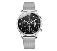 Ultra Sottile Uomo In Acciaio Inox Decorativo Falso Tre Occhi Scala Data Analogico Orologio Al Quarzo Mesh Cinturino Orologio