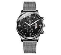 Ultra Sottile Uomo In Acciaio Inox Decorativo Falso Tre Occhi Scala Data Analogico Orologio Al Quarzo Mesh Cinturino Orologio