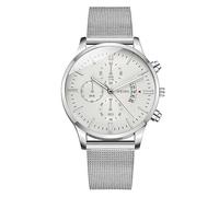 Ultra Sottile Uomo In Acciaio Inox Decorativo Falso Tre Occhi Scala Data Analogico Orologio Al Quarzo Mesh Cinturino Orologio