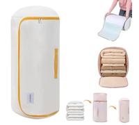 Ultra Space Saving Roll up Self Compression Organizer, Self Compression Storage Bags, Large Capacity Space Saving for Storage Comforter Blanke (Beige,L)