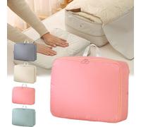 Ultra Space Saving Self Compression Organizer, Heavy Duty Moving Bags, Compression Packing Cubes for Travel, Compression Storage Packing Bags for Clothes, Comforters (Pink,M)