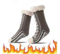 Ultra-thick Cashmere Slipper Home Socks, Cashmere Socks for Women, Fleece Lined Socks with Grippers for Women and Men (D, Adulto, Taglia unica, Testo, Sistema Taglie Calzature EU, Media)