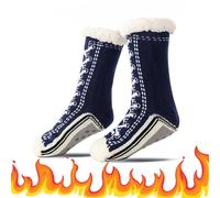 Ultra-thick Cashmere Slipper Home Socks, Cashmere Socks for Women, Fleece Lined Socks with Grippers for Women and Men (B, Adulto, Taglia unica, Testo, Sistema Taglie Calzature EU, Media)