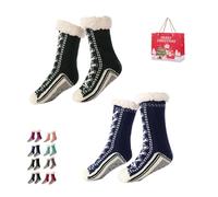 Ultra-Thick Cashmere Slipper Home Socks, Slipper Socks with Grippers for Women, Non-slip Soft Cozy Socks (C*2, Adulto, Donna, Taglia unica, Testo, Sistema Taglie Calzature EU, Media)