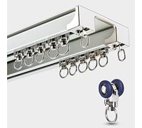 Ultra-Thick Ceiling Curtain Track Double Rail System for Room Divider - Includes Rollers End Caps & Easy Installation - 13.1ft/400cm White-B Color