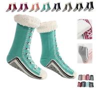 Ultra-Thick Warm Cashmere Slipper Socks for Women,Soft Fuzzy Home Socks,Non Slip Christmas Sock (Lake Blue, Taglia unica, Adulto, Donna, Taglia unica, Testo, Sistema Taglie Calzature EU, Media)