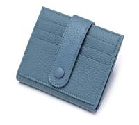 Ultra-thin Genuine Leather Female Wallets Multifunction Small Soft Cowhide Coin Purse Card Holder Money Bag for Women(Blue)