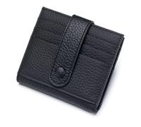 Ultra-thin Genuine Leather Female Wallets Multifunction Small Soft Cowhide Coin Purse Card Holder Money Bag for Women(Black)