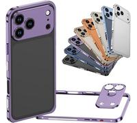 Ultra-Thin Metal Frame Heat Dissipation Case with Detachable Metal Lens Cover for iPhone 16/15/14/13 Pro Max, Aluminum Alloy Magnetic Protective Cover (Purple,16)