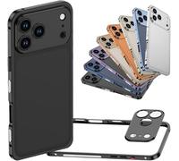 Ultra-Thin Metal Frame Heat Dissipation Case with Detachable Metal Lens Cover for iPhone 16/15/14/13 Pro Max, Aluminum Alloy Magnetic Protective Cover (Black,16PRO)