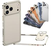 Ultra-Thin Metal Frame Heat Dissipation Case with Detachable Metal Lens Cover for iPhone 16/15/14/13 Pro Max, Aluminum Alloy Magnetic Protective Cover (Silver,15PLUS)