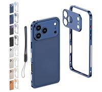 Ultra-Thin Metal Frame Heat Dissipation Case with Lens Protector for iPhone 17 /16/15/14/13 Pro Max Case, Detachable Shockproof Metal Lens Cover Protective Cases (for iPhone17ProMax,Dark Blue)